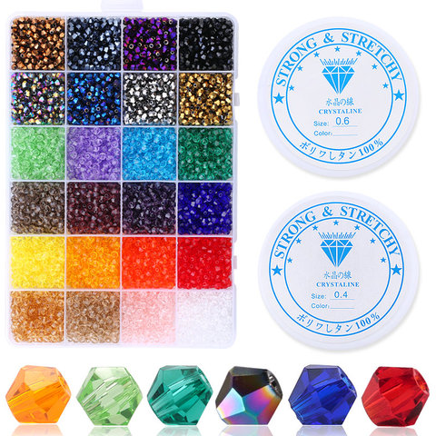 Kits de cuentas de bicono de cristal de 4mm, cuentas espaciadoras sueltas para joyería, apto para fabricación de joyas, pulsera, collar, accesorios, 4800 unids/caja ► Foto 1/6