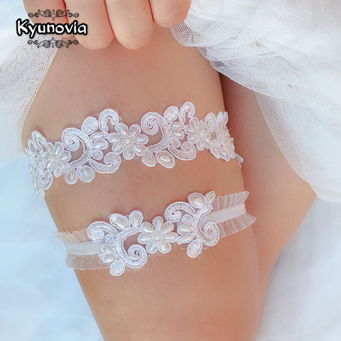 Kyunovia-liguero de perlas y flores para boda, accesorios de fiesta, Cosplay, Sexy, encaje elástico, pierna, cinturón, BY30 ► Foto 1/6