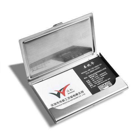 Pocket Acero inoxidable & Metal tarjeta de visita funda, soporte ID cartera de crédito plata ► Foto 1/6