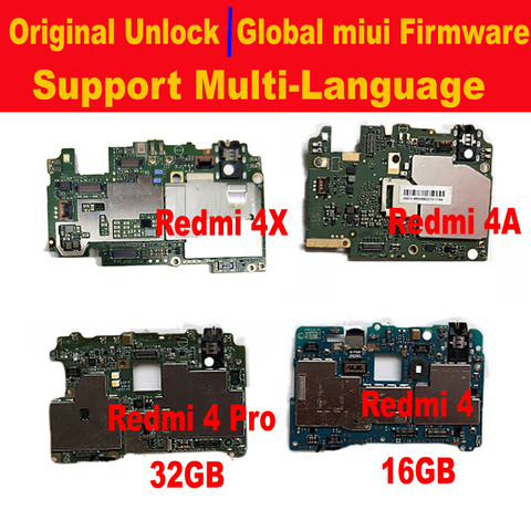 Placa base Original para Xiaomi Redmi 4X 4A 4 pro 5, Firmware Global, miui, circuitos lógico, placa de tarifa, Cable flexible ► Foto 1/2