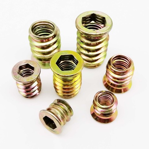 M6 hexagonal de acero M8 M10 para muebles de madera, tuerca de inserción integrada, rosca interior y exterior, 10 Uds. ► Foto 1/6