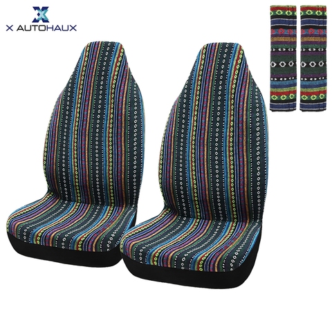 X Autohaux-Funda Universal para asiento delantero con manta de silla de montar, 2 uds., protectores de almohadillas para cinturón de seguridad para coche, 5 estilos de Color a elegir ► Foto 1/1