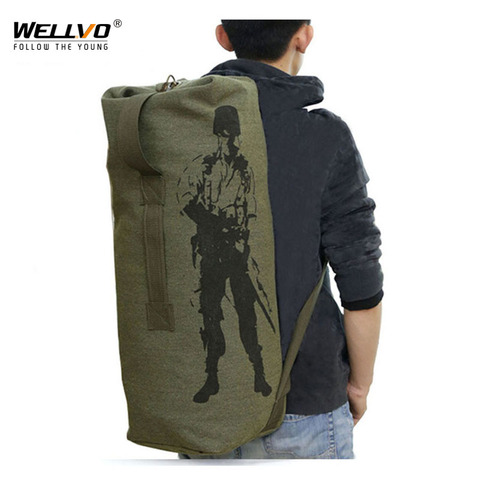 Bolsa de viaje para hombre, bolsa de cubo verde militar, mochila para hombre, mochilas de lona, bolso grande de hombro para hombre, bolsa de pesca, mochila XA820C ► Foto 1/6