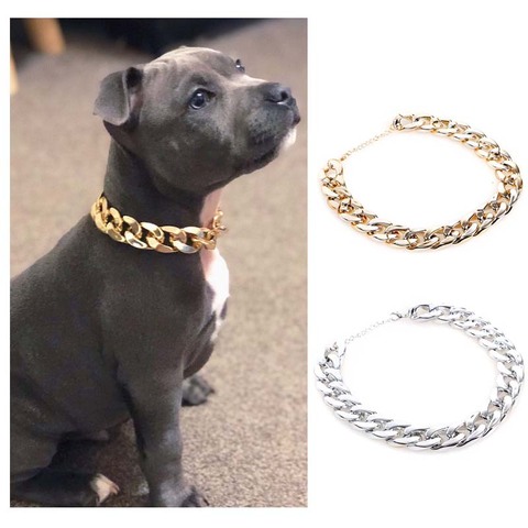 Collar plateado de plástico dorado para perros grandes, cadena de serpiente, accesorios de joyería para Pitbull Pugs, pellizco de plástico ► Foto 1/6