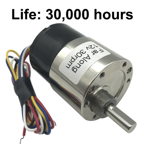 Motor de engranaje de CC de larga duración, sin escobillas, alto Torque, 12V, 24V, baja velocidad lenta, 5-600RPM, BLDC, Motor de CC, velocidad ajustable invertida ► Foto 1/6