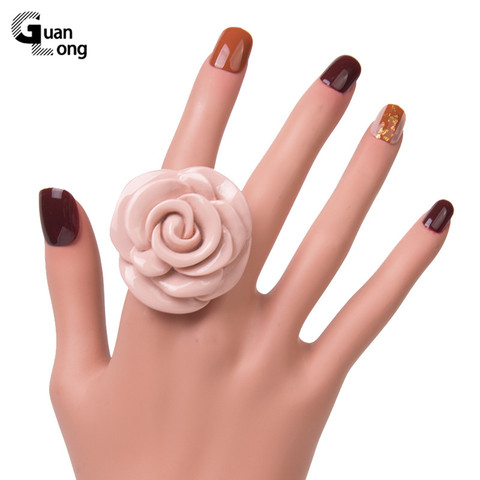 Guanlong-anillo de compromiso de resina de la joyería de moda para mujer, sortija de boda Vintage de flor Rosa acrílica para niña, anillos Punk para mujer ► Foto 1/6