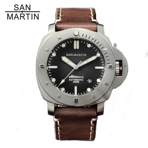 San Martin-reloj automático de acero inoxidable para hombre, cronógrafo Retro clásico de buceo, cristal de zafiro, 30Bar, SN048G, nuevo ► Foto 1/6