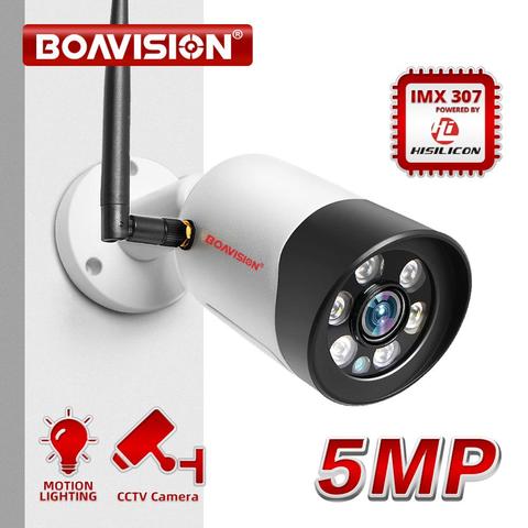 Cámara IP HD 1080P 5MP para exteriores, inalámbrica, Onvif, visión nocturna a todo Color, CCTV, cámara de seguridad tipo bala, ranura para tarjeta TF, APP CamHi ► Foto 1/6