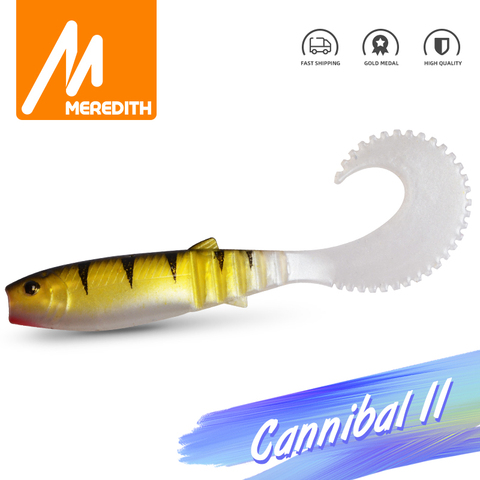 MEREDITH caníbal parte trasera curvada 70mm 90mm 110mm pescar suave señuelo realista Artificial suave cebo suave Wobblers aparejos de pesca ► Foto 1/6