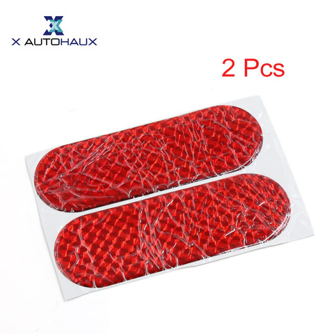 X AUTOHAUX 2 piezas 12 Cm x 4 cm Auto Exterior Reflector etiqueta Stick-En reflectante etiqueta roja accesorios de pegatina reflectante para coche ► Foto 1/6