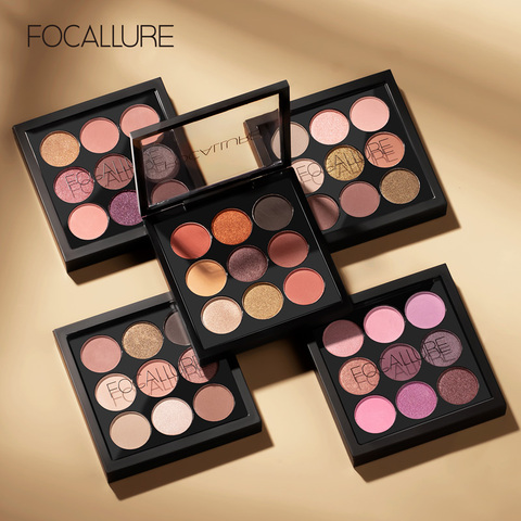 FOCALLURE-paleta de sombra de ojos, 9 colores, maquillaje, paleta de sombra de ojos mate y brillante, paleta de sombra de ojos ahumada ► Foto 1/6