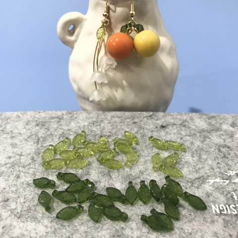 Joker japonés verde transparente, hojas pequeñas acrílicas, joyería hecha a mano, pendientes, accesorios, materiales ► Foto 1/5