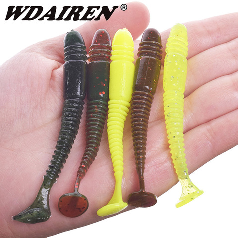 Señuelos blandos para pesca de camarones, gusanos de olor, Jigging Wobblers, 7,5 cm, 3,2g, Swimbaits con sal, aparejos de silicona Artificial, 5 unidades/lote ► Foto 1/6