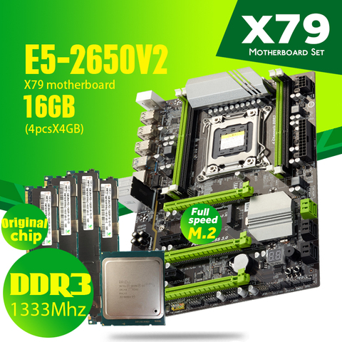 Atermiter-placa base X79T X79 Turbo, LGA2011, Combos E5-2650 V2 E5 2650 V2 CPU, 4 Uds. x 4GB = 16GB RAM, DDR3, 1333Mhz, PC3, 10600R, ECC ► Foto 1/5