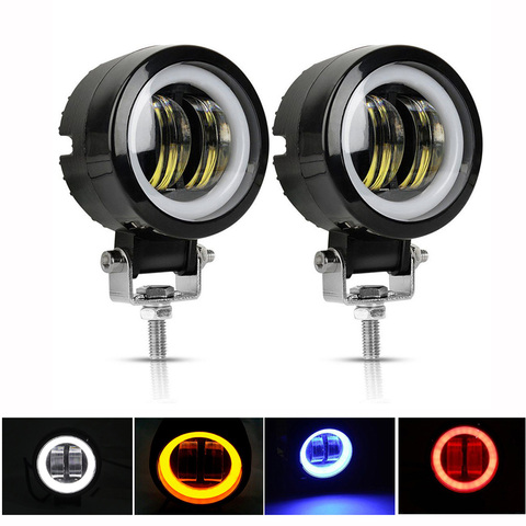 Luces LED de trabajo de 3 pulgadas, 20W, 12V y 24V, impermeable, cuadradas, Ojos de Ángel, Pods de conducción, coche, barco, barra de luz, ATV, 6500K, 1 ud./2 uds. ► Foto 1/6