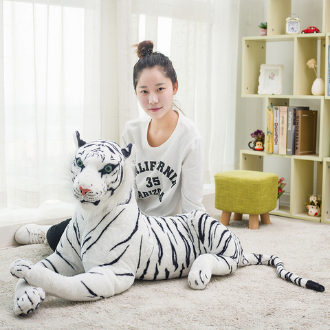 Juguetes de peluche de tigre blanco gigante para niños, almohada de Animal salvaje suave, tigre amarillo, Pantera leopardo negra, 30-120cm ► Foto 1/6