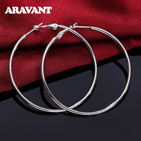 Pendientes de aro de plata 925 para hombre y mujer, aretes de 50MM, 60MM, 70MM y 80MM, joyería Brincos ► Foto 1/6