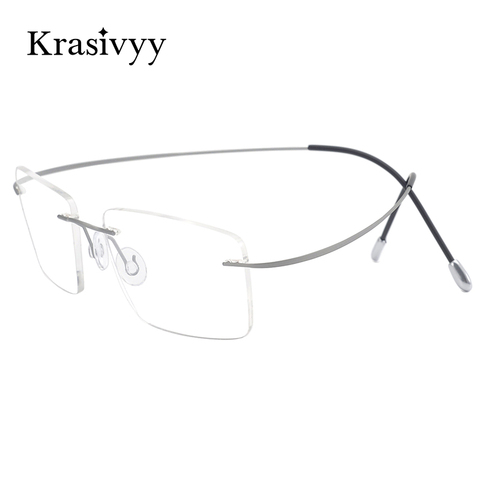 Krasivyy-gafas sin montura para hombre, anteojos con prescripción óptica de titanio puro, para miopía, Cuadrado coreano, 2022 ► Foto 1/6