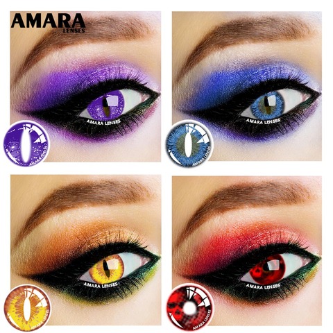 AMARA-lentillas de colores para Halloween, lentillas de colores para Cosplay, 1 par, 365 ► Foto 1/5