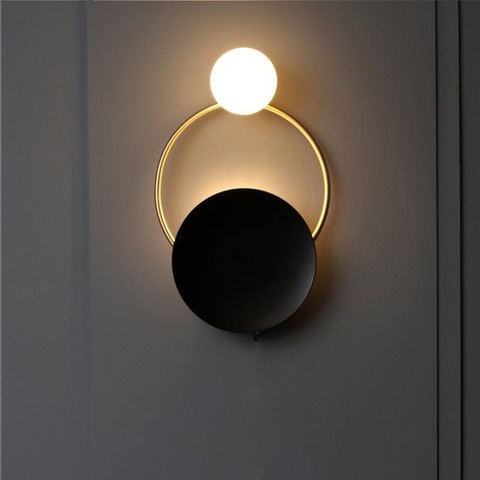 Luz LED de pared de cobre retro de lujo, lámpara de noche para dormitorio, creativa, cafetería, lámpara de pared para pasillo, arte nórdico, eclipse G9 ► Foto 1/5