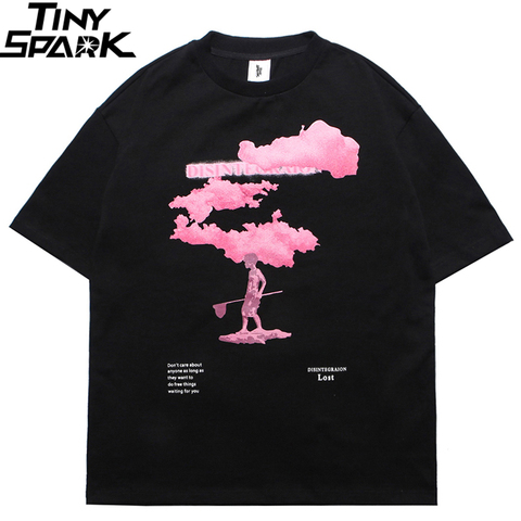 2022 calle Harajuku camiseta nube Rosa camiseta de Hip Hop para hombres de verano Camiseta de manga corta de algodón de moda negro Tops Tees HipHop ► Foto 1/6