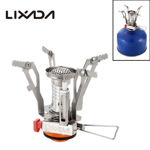 Lixada-Mini estufa de bolsillo plegable, 3000W, 95g, estufa de Gas para acampar, Picnic al aire libre ► Foto 1/6