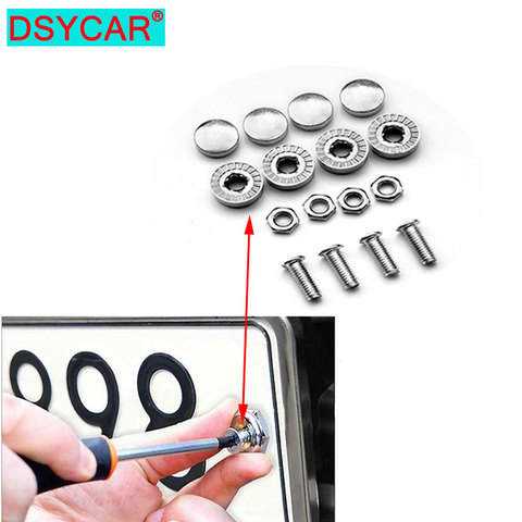 DSYCAR 1 Set cromo Anti-robo de tornillos de coches Placa de pernos para marco tornillos ► Foto 1/6