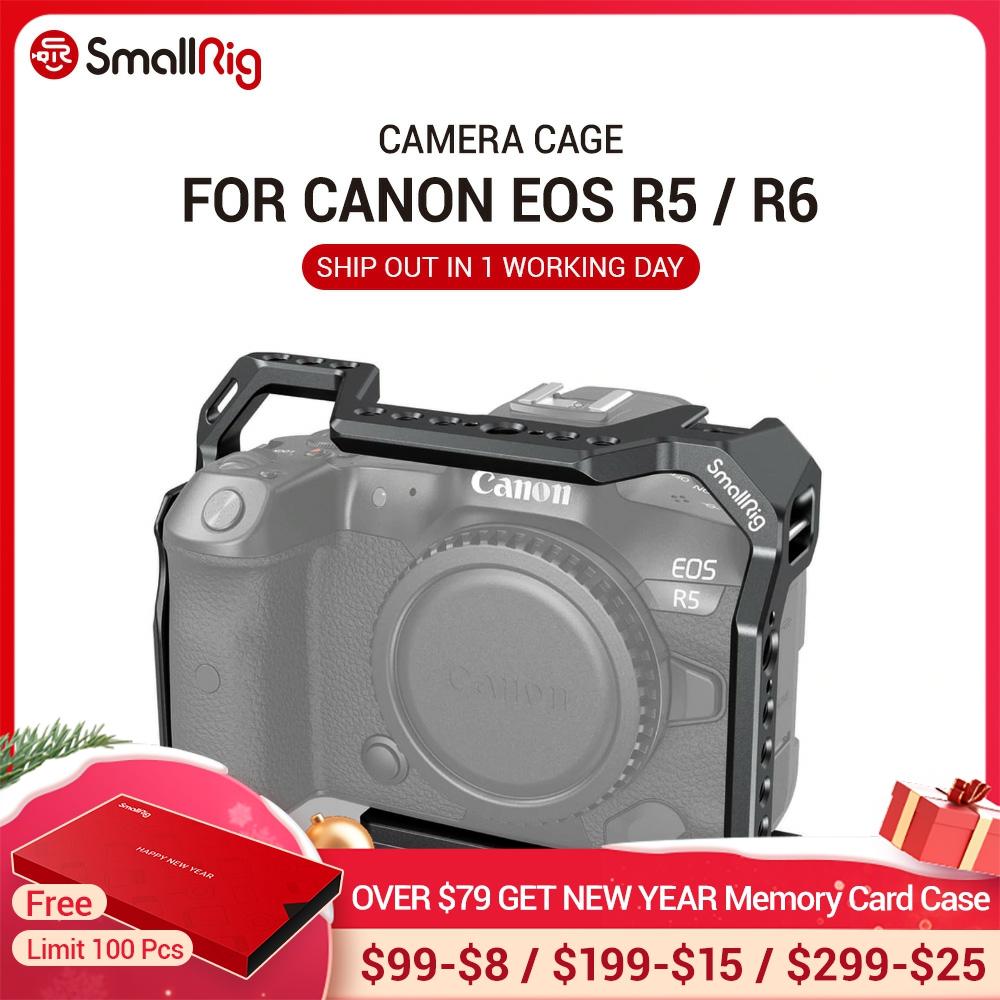 SmallRig-carcasa de camara DSLR para cámara Canon EOS R5 y R6, dispositivo con zapata fría integrada y riel NATO de 1/4 pulgadas, aparejo de cámara con agujero Arri, 2982 ► Foto 1/6