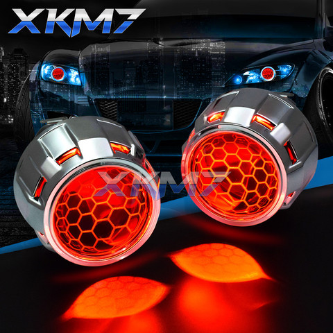 Faros delanteros LED de bi-xenon para coche, lentes LED de ojos Devil, panal de abeja, Super WST, para H4, H7, accesorios de luces de coche, reajuste, 2,5 ► Foto 1/6