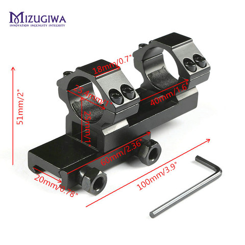 MIZUGIWA-anillo doble de 25,4mm para caza táctica, anillo doble superior plano Integral de 1 pulgada, 11mm/20mm, Weaver carril de montaje, pistola de mira láser para Rifle ► Foto 1/6