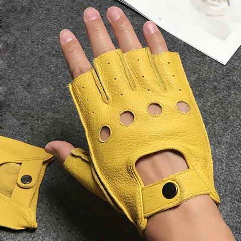 Guantes de cuero abiertos para hombre, guantes de medio dedo tácticos, militares, antideslizantes, para gimnasio y Fitness ► Foto 1/6