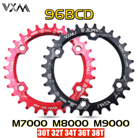 VXM 30T 32T 34T 36T 38T 96BCD aluminio ovalado cadena redonda plato de bicicleta MTB plato de bicicleta para piezas de bicicleta M7000 M8000 M9000 ► Foto 1/6