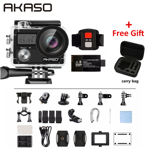 AKASO-Cámara de acción 4K Brave, 4K, 20MP, WIFI, HD, Ultra HD, con EIS 30m, Control remoto, resistente al agua, Zoom 5X, casco, cámara deportiva ► Foto 1/6