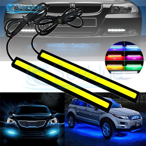 Tira de luces LED COB de circulación diurna para coche, luz exterior, impermeable, azul, rosa, rojo, verde, ámbar, DRL, 2x17cm ► Foto 1/6