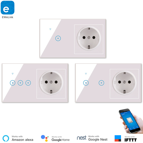 EWelink-enchufe inteligente de pared con WiFi para el hogar, enchufe de la UE, Control remoto por aplicación, Compatible con Google Home y Alexa, IFTTT ► Foto 1/6