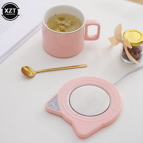 Calentador de tazas portátil para el hogar, posavasos de calefacción inteligente con dibujos animados, bandeja para té de la leche y café, almohadilla para taza de regalo ► Foto 1/5