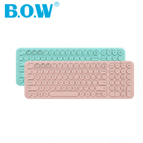 B.O.W teclado inalámbrico Bluetooth para PC/tableta/teléfono inteligente, Bluetooth conectado 96 teclas Round KB ordenador ► Foto 1/6