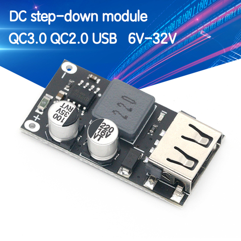 QC3.0 QC2.0 USB DC-DC convertidor Buck Módulo de reducción de carga 6-32V 9V 12V 24V a la placa de circuito de cargador rápido 3V 5V 12V ► Foto 1/6