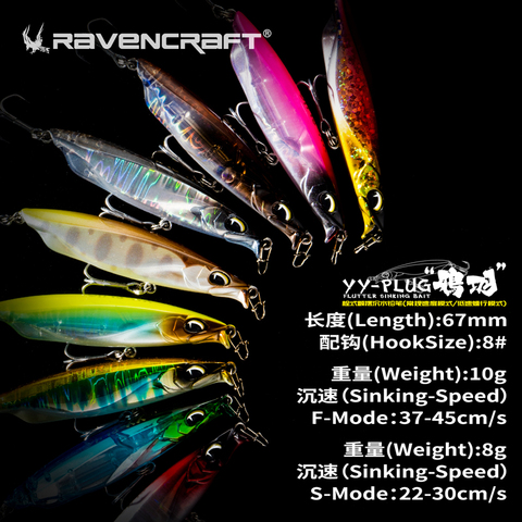 Ravenclraft-señuelo de lápiz que se hunde, cebo de YY-PLUG, 10g, Stickbait Wobbler con BKK, anzuelo triple para trucha, Lucio, Pesca de lubina ► Foto 1/6