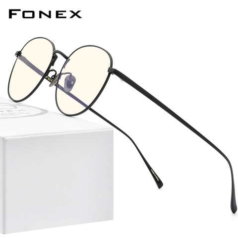 FONEX de titanio puro Anti Bloqueo de luz azul para mujeres Retro Oval gafas hombres 2022 nuevo Ópticas Clásicas gafas 30015 ► Foto 1/6