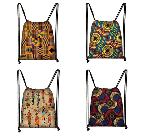 Bolso de viaje africano con cordón para mujer, Mochila pequeña Afro para chicas, bolsa de libros para niños, bolsas de almacenamiento de regalo ► Foto 1/6