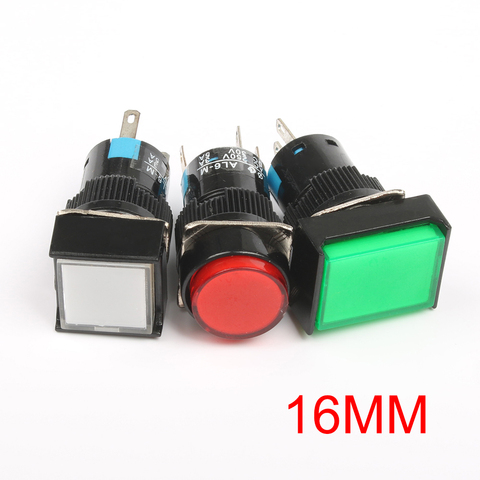 Lámpara de botón con luz LED, 10 Uds., 12V, 24V, 220V, iluminación momentáneo, interruptores de botón de 16MM ► Foto 1/6