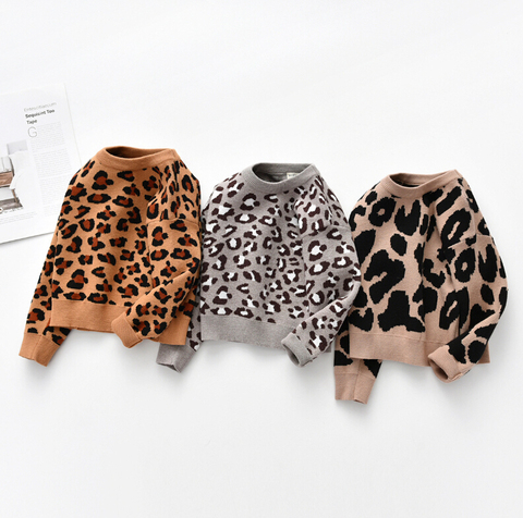 Emmababy-suéteres de punto de leopardo para niños, ropa informal de manga larga para niños pequeños ► Foto 1/4