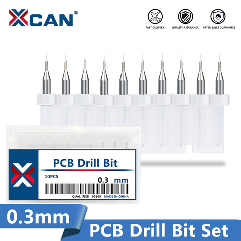 XCAN 10 unids/set 0,3mm Mini CNC juego de brocas de circuito impreso pistola de herramientas de perforación juego de brocas de carburo importación PCB ► Foto 1/6