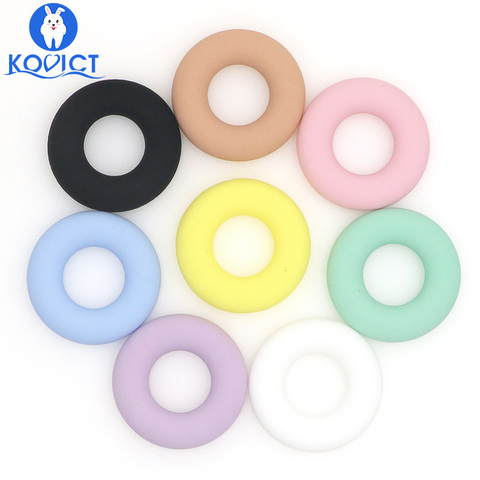 Kovict-Cuentas redondas de silicona para dentición de bebé, 5 uds., collar de dentición de grado alimenticio de 42mm, productos para bebés ► Foto 1/6