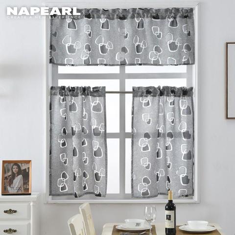 Cortinas cortas de cocina jacquard ventana tratamientos puerta moderna hecha a mano cocina ventana cortina diseño geométrico barra bolsillo ► Foto 1/6