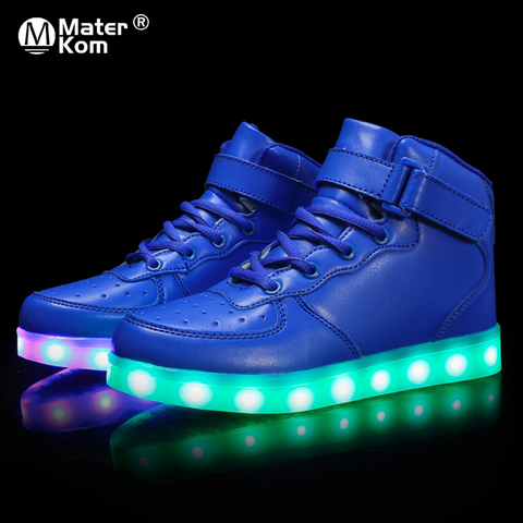 Zapatillas de deporte brillantes con carga Usb para niños y niñas, zapatos luminosos de moda con bucle de gancho, talla 25-37 ► Foto 1/6