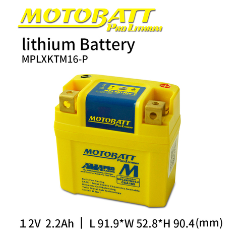 Motobatt-batería LifePo4 de iones de litio MPLXKTM16-P, 12V, 2,2 Ah, 165CCA, Universal, sin mantenimiento ► Foto 1/2