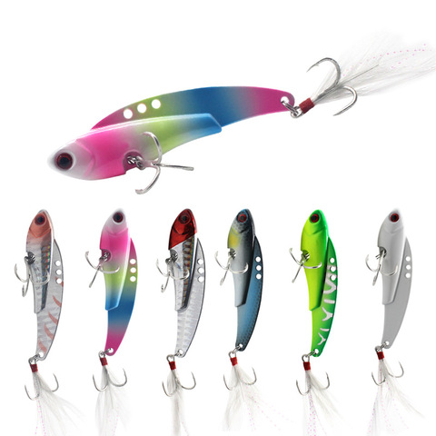 Señuelo de pesca de Metal VIB 13/18/25/30G, cebos duros con cuchara de vibración con pluma, Crankbait Wobbler Swimbait ► Foto 1/6