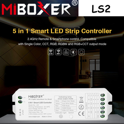 Miboxer-controlador de tira LED inteligente LS2 5 en 1, Control remoto de 2,4Hz y CCT, RGB,RGBW,RGB + CCT ► Foto 1/6